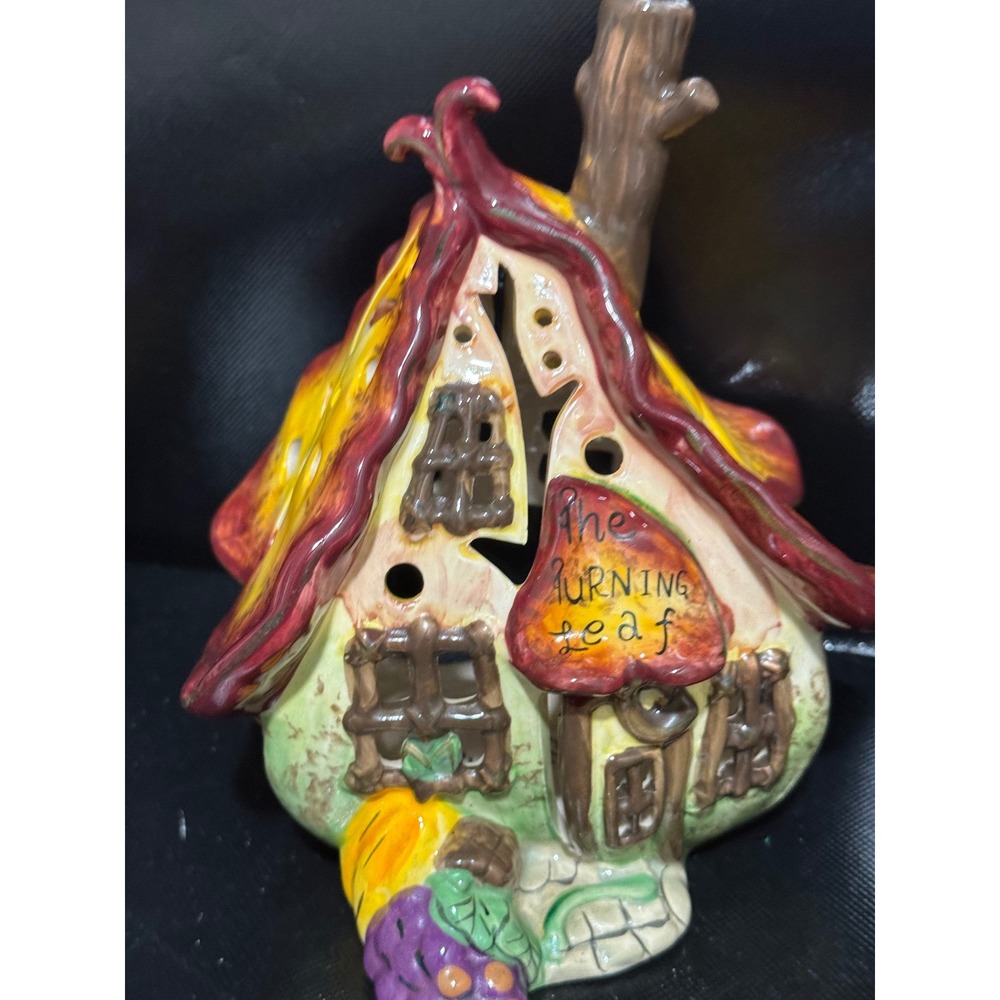 Blue Sky Clayworks Heather Goldminc 2010 "The Turning‎ Leaf" House Candle Holder